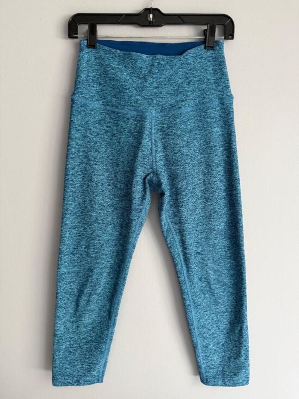 Beyond Yoga Women Crop Leggings Size L Blue Heather High Waist Athleisure USA